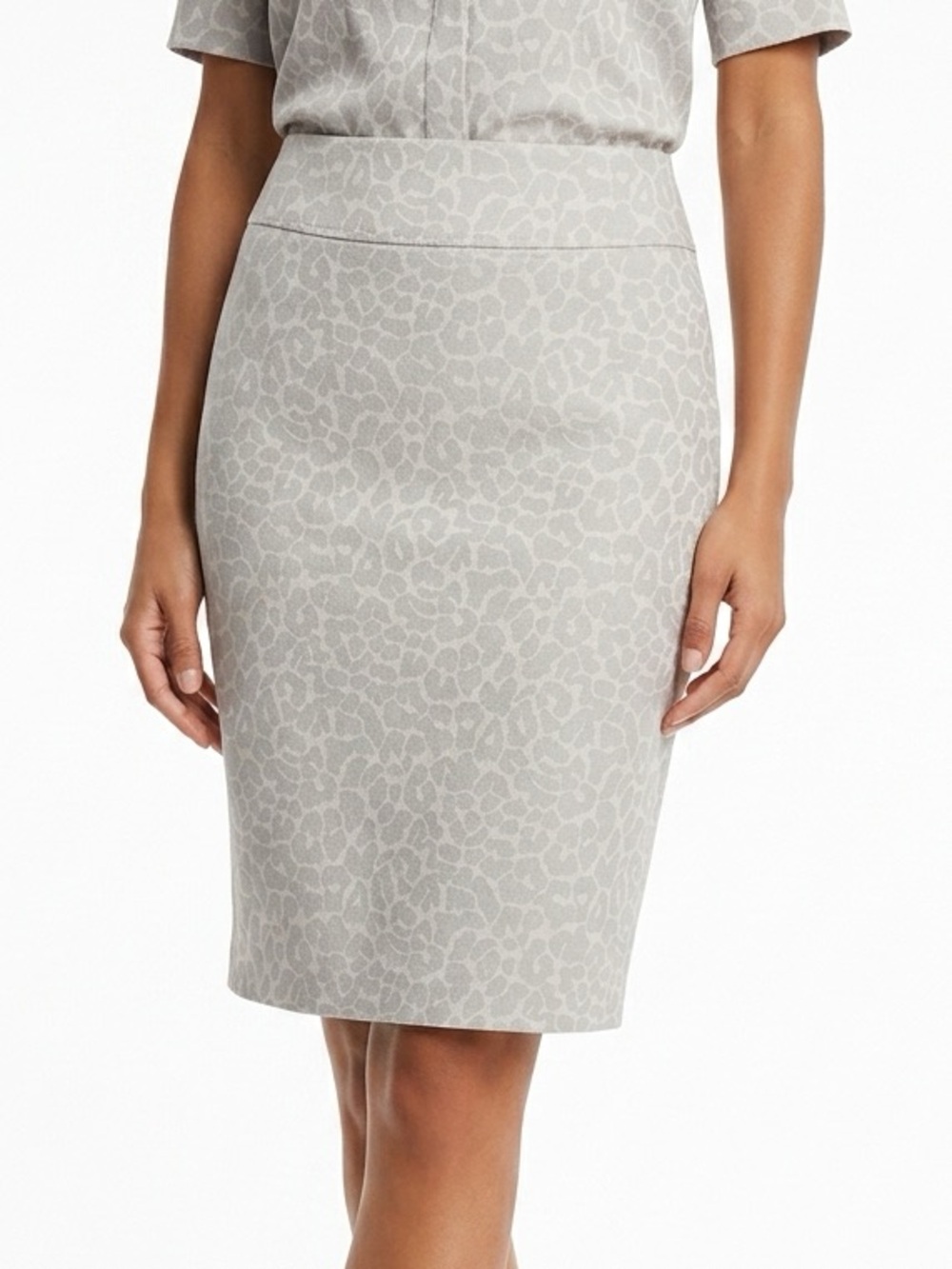 REBECCA TAYLOR | Leopard Animal Print Linen Blend Zipper Pencil Skirt Size 2